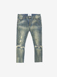 Vintage washed distressed destroyed cropped skinny fit denim jeans by profound aesthetic