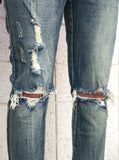 Vintage washed distressed destroyed cropped skinny fit denim jeans by profound aesthetic