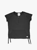 Black cotton cut off kangaroo sweatshirt tee raglan raw cut sleeves by profound aesthetic