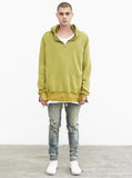Pigment Dyed Full Zip Hoodie in Burnt Lime Green
