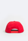 Back view of Nylon Snapback Box Logo Hat in Red