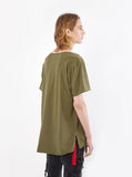 Basic Raw cut cotton olive army short sleeve elongated tee by profound aesthetic
