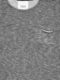 Close up detail image of Granite Raw Cut Pullover Sweatshirt Tee in Tri-Blend Gray