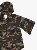Chest and arm detail shot of Kengi Cotton Poncho in Woodland Camo