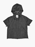 Front flat image of Poly-Suede Short-Sleeve Jacket in Black