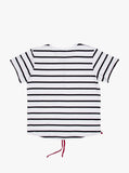 Back view of Neutral Stripe Half Sleeve Pullover Shirt in Black/Off-White