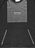 Close-up front detail shot of Bare Knuckle Box Crewneck in Black