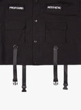 Strap details of Cargo Belt Graphic Jacket in Black