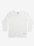Flat front image of Basic Elongated Long-Sleeve Crewneck Tee in White