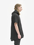 Right side view of Reversed French Terry Pullover Raw-Cut Hoodie in Black