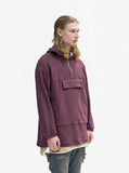 Side angle view of French Terry Anorak Pullover in Dark Oxblood on model