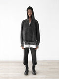 Head to toe outfit with Pigment-Washed Full Neck Zip-Up Hoodie in Faded Black
