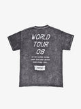 Back flat image of Someday Happy/Sad Distressed Acid Washed Tour Tee in Black Mineral Wash