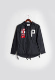 Flat front image of Four Flag Worldwide Hooded Windbreaker Coach Jacket in Black