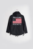 Flat back image of Four Flag Worldwide Hooded Windbreaker Coach Jacket in Black