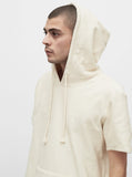 Reversed French Terry Pullover Raw-Cut Hoodie in Cream