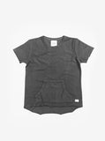 Flat front image of Reversed French Terry Pullover Raw-Cut Sweatshirt in Gunmetal