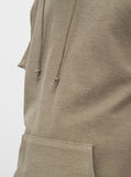 Reversed French Terry Pullover Raw-Cut Hoodie in Light Olive