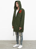 Fighting Tiger Hibiscus Parka Jacket in Forest Green