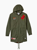 Fighting Tiger Hibiscus Parka Jacket in Forest Green