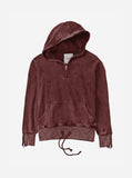 Pigment Dyed Full Zip Hoodie in Maroon