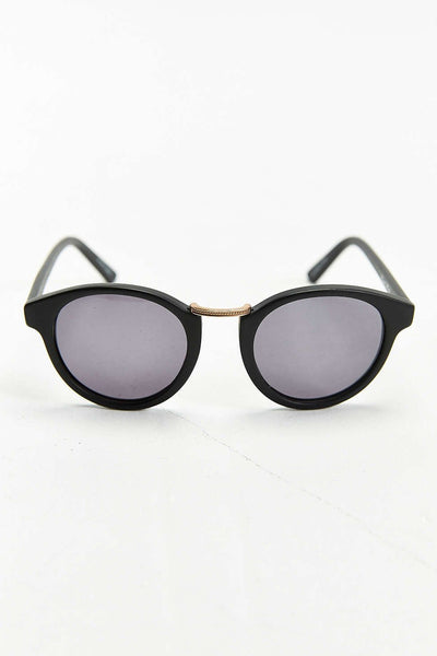 Matte Black Metal Nose Round Sunglasses - Profound Aesthetic - 1