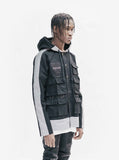 Side angle view of 3M Reflective Stripe Multi-Cargo Jacket in Black