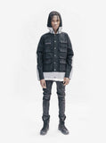 Full outfit view of 3M Reflective Stripe Multi-Cargo Jacket in Black