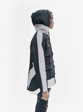 Side view with hood of 3M Reflective Stripe Multi-Cargo Jacket in Black 