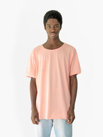 Basic Straight-Bottom Short Sleeve Tee in Pale Salmon