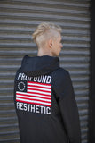 Candid back image of Four Flag Worldwide Hooded Windbreaker Coach Jacket in Black on model