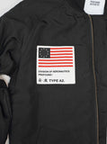 Aeronautics Nylon Flight Jacket in Black right chest image of american flag