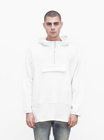 French Terry Anorak Pullover in White