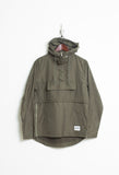 Flat front image of Torpedo Pocket Anorak Pullover Windbreaker Jacket in Olive