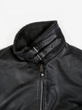 B-3 Leather Shearling Bomber Jacket in Black