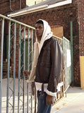 B-3 Leather Shearling Bomber Jacket in Deep Brown