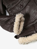 B-3 Leather Shearling Bomber Jacket in Deep Brown