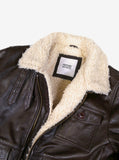 B-3 Leather Shearling Bomber Jacket in Deep Brown