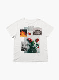 White cotton t shirt with printed baptized by fire graphic tee by profound aesthetic 