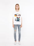 White cotton t shirt with printed baptized by fire graphic tee by profound aesthetic 