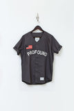 Flat front image of Button-Down Baseball Jersey in Charcoal 