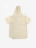 Flat back image of Reversed French Terry Pullover Raw-Cut Hoodie in Cream 