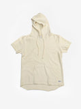 Front flat image of Reversed French Terry Pullover Raw-Cut Hoodie in Cream 