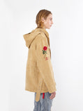 Vintage Tan embroidered polysuede belted eagle field jacket by profound aesthetic 