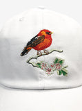 Daughter of the Sun Embroidered Red Bird Cap in White