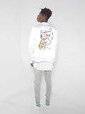 Birds of Heaven Embroidered Satin Bomber in White