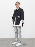 Three-Quarter Raw Sleeve Military Rose Parka in Faded Black