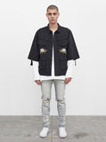 Three-Quarter Raw Sleeve Military Rose Parka in Faded Black