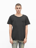 Basic Raw-Cut Short Sleeve Tee in Matte Black