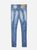 Medium Blue wash blue destroyed distressed denim jeans by profound aesthetic